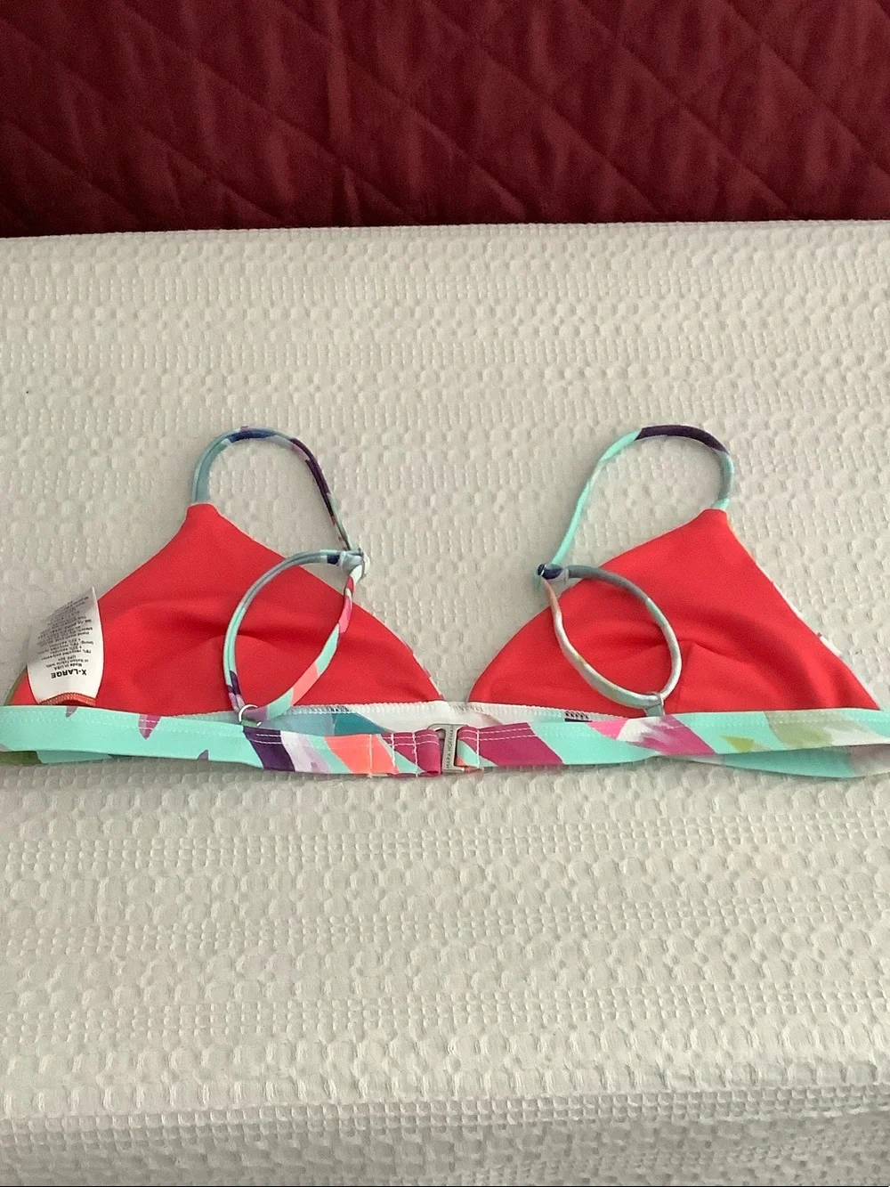 Mara Hoffman Abstract Multicolor Bikini Top in Aqua, Pink, Purple, Yellow